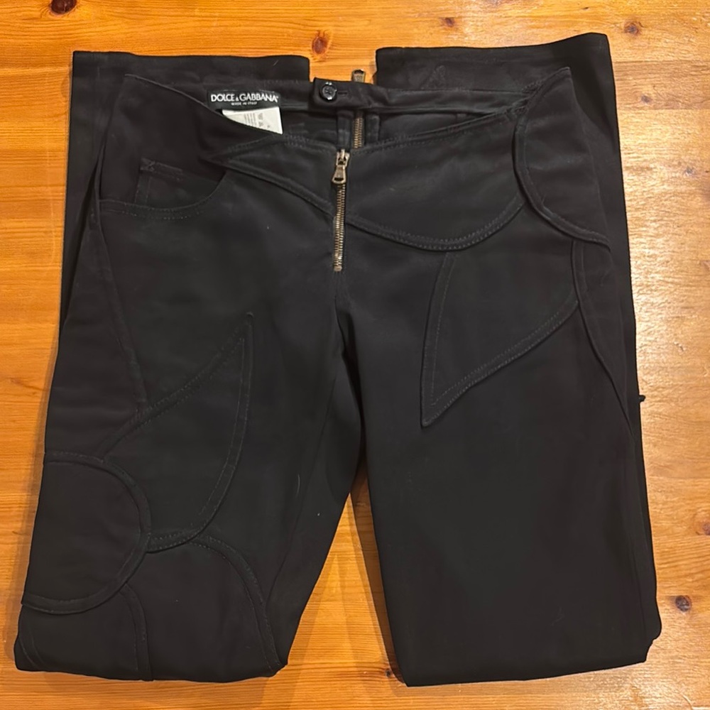 Dolce & Gabbana Black Trousers with Artistic Stitching